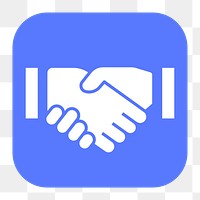 Business handshake png sticker, flat square icon, transparent background