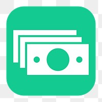 Dollar bills png sticker, flat square icon, transparent background