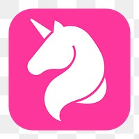 Unicorn png sticker, flat square icon, transparent background