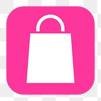 Shopping bag png sticker, flat square icon, transparent background