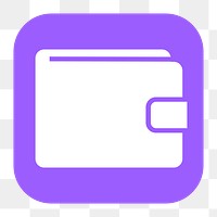 Wallet payment png sticker, flat square icon, transparent background