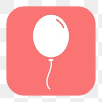 Floating balloon png sticker, flat square icon, transparent background