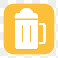 Beer glass png sticker, flat square icon, transparent background