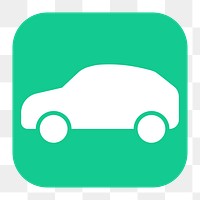 EV car png sticker, flat square icon, transparent background