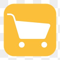 Shopping cart png sticker, flat square icon, transparent background