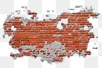 Broken brick wall png sticker on transparent background