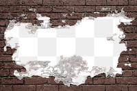 Brick wall hole png mockup, transparent background