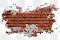 Broken brick wall png sticker on transparent background