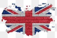 Png British flag brick wall sticker, transparent background