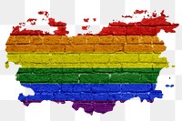 Brick wall png sticker, rainbow flag, transparent background