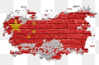 Png Chinese flag brick wall sticker, transparent background