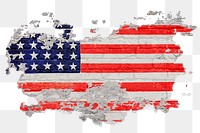 Png American flag brick wall sticker, transparent background