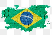 Png Brazilian flag brick wall sticker, transparent background