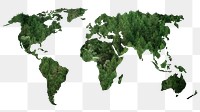 World map png sticker, green environment, transparent background