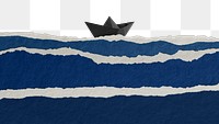 Ocean png border, ripped paper design, transparent background