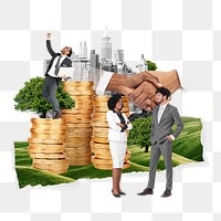 Investment png sticker, business people remixed media, transparent background