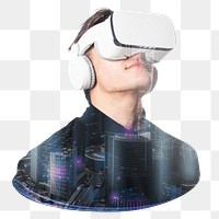 Virtual reality png sticker, technology remixed media design, transparent background
