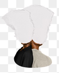 Png torn paper head sticker, people remixed media design, transparent background