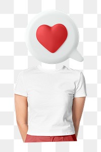 Heart head png woman, marketing remixed media, transparent background