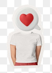 Heart head png woman, marketing remixed media, transparent background