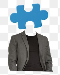 Jigsaw head png businessman sticker, business strategy remixed media, transparent background