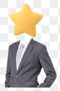 Star head png businessman sticker, top employee remixed media, transparent background