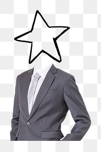 Star head png businessman sticker, top employee remixed media, transparent background