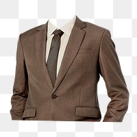 Headless businessman png sticker, wearing suit cut out on transparent background