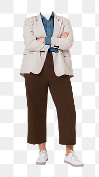 Headless businesswoman png sticker, arms crossed gesture image, transparent background