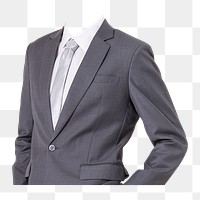 Headless businessman png sticker, wearing suit cut out on transparent background