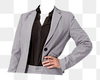 Headless businesswoman png sticker, wearing suit image, transparent background
