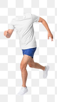 Running headless png man sticker, full body image, transparent background