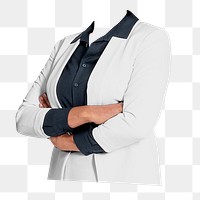 Headless businesswoman png sticker, arms crossed gesture image, transparent background