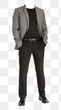 Headless businessman png sticker, full body cut out on transparent background