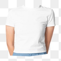 Headless woman png white t-shirt, minimal, casual fashion image, transparent background