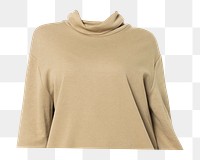 Beige turtleneck png sticker, women's winter apparel, transparent background