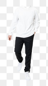 Headless man png sticker, white sweater, transparent background