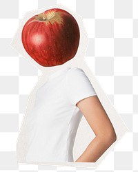 Apple head png woman sticker, student, education remixed media, transparent background