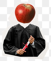 Apple head png graduate sticker, education remixed media, transparent background