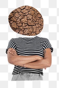 Soil head png woman sticker, environment remixed media, transparent background