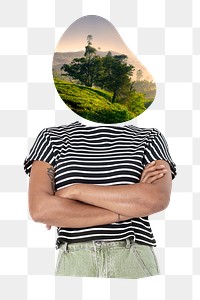 Nature head woman png cut out, environment remixed media