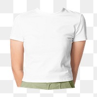 Headless woman png white t-shirt, minimal, casual fashion image, transparent background