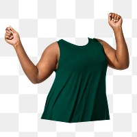 Headless woman png tank top, women's fashion image, transparent background