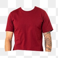 Headless man png sticker, red t-shirt image, transparent background