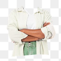 Pastel green png casual women's fashion, headless woman image, transparent background