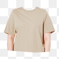 Women's casual png fashion, beige t-shirt, headless image, transparent background