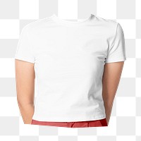 Headless woman png white t-shirt, minimal, casual fashion image, transparent background