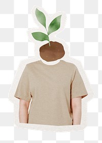 Plant head png woman sticker, environment remixed media, transparent background