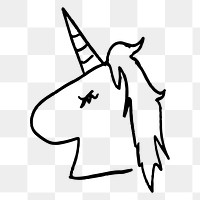 Unicorn head png doodle sticker, cute business graphic, transparent background