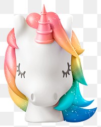 3D unicorn head png sticker, startup business on transparent background